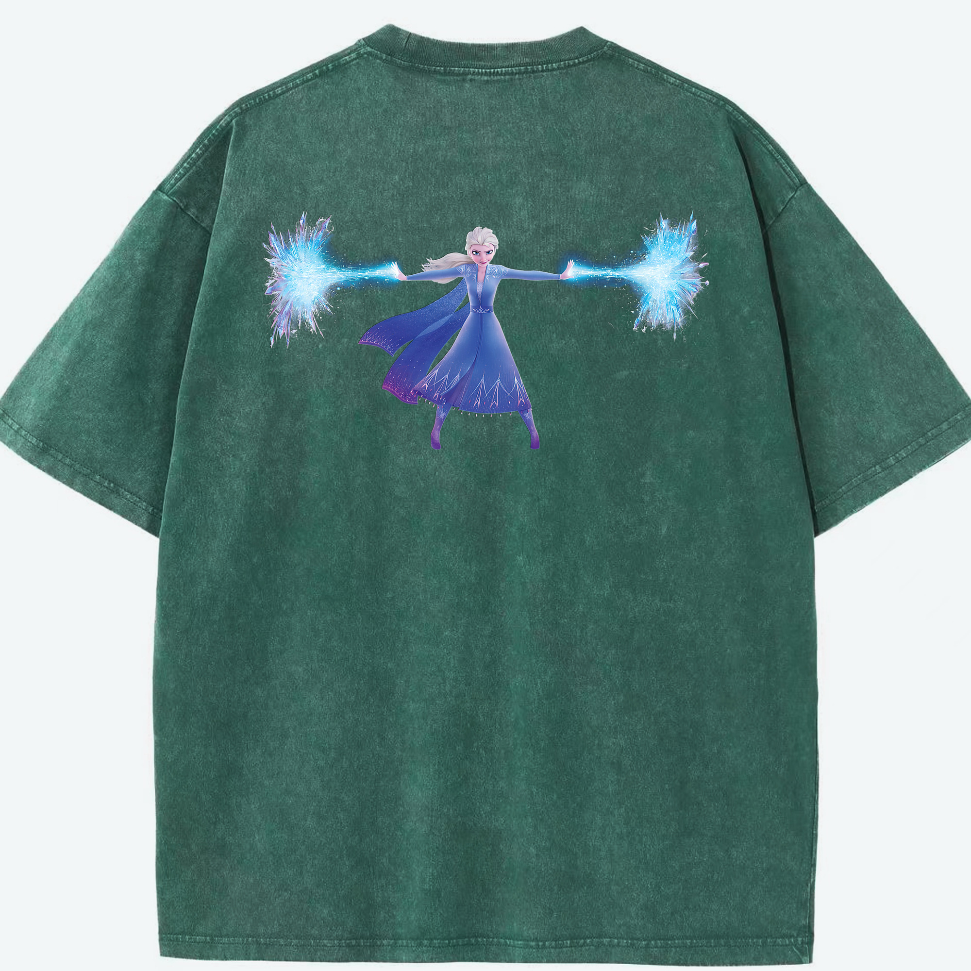 （画像用） アナと雪の女王 アンナ エルサ Frozen Anna Elsa 綿100% ヴィンテージ風 半袖Tシャツ（背面プリント）
